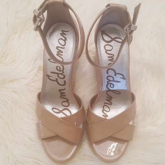 Sam Edelman Brenda Nude Patent Wedge Sz. 8.5 - Picture 2 of 5